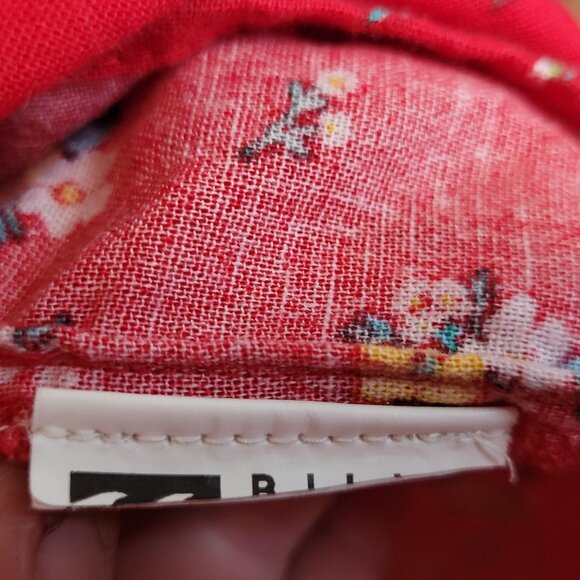 Wrangler X Billabong Dress Short Red Large Ruffle Deep V Neck Long Sleeve - Picture 7 of 10